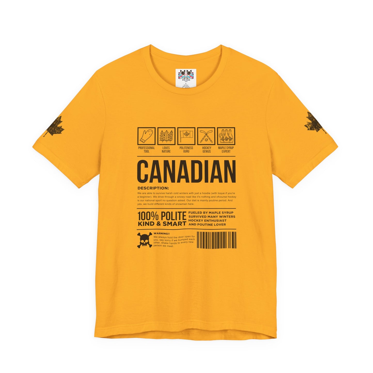 Canadian Traits Nutrition Facts - Black Print T-Shirt