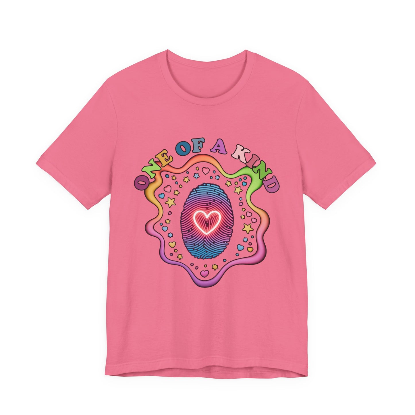 One of a Kind – Embrace Your Uniqueness Colorful Abstract Embryo with Fingerprint & Glowing Heart Graphic T-Shirt