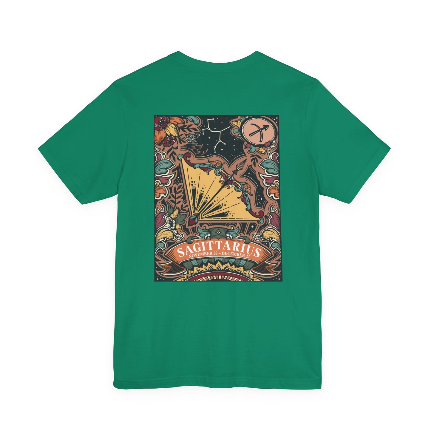 Sagittarius Zodiac T-Shirt – Constellation and Abstract Floral Design