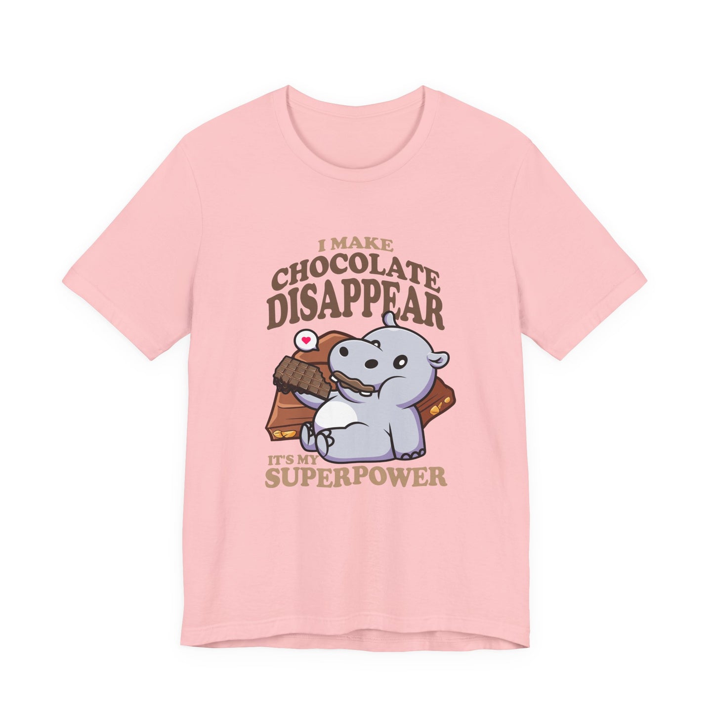I Make Chocolate Disappear T-Shirt – Adorable Baby Rhino With Chocolate Funny Super Power Graphic Tee