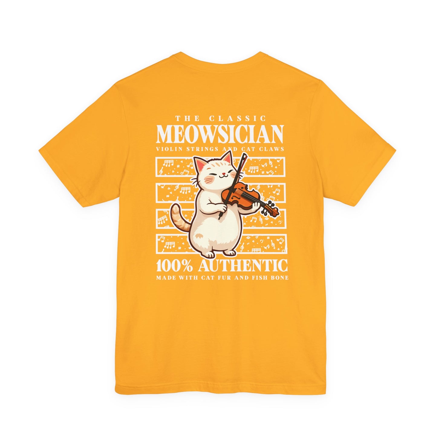 The Classic Meowsician T-Shirt – Cat & Violin Music Notes Fun Graphic
