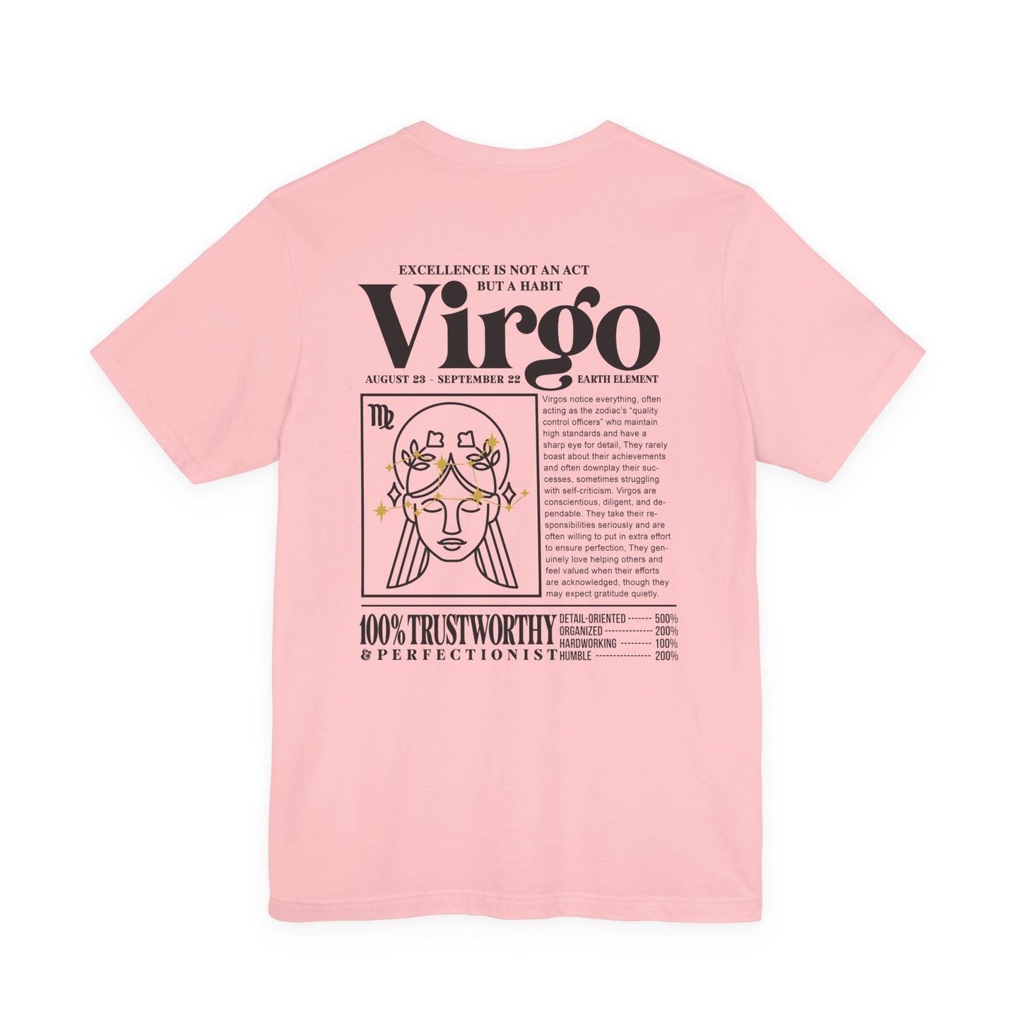 Virgo Lady Zodiac T-Shirt – Excellence Is Not an Act but a Habit