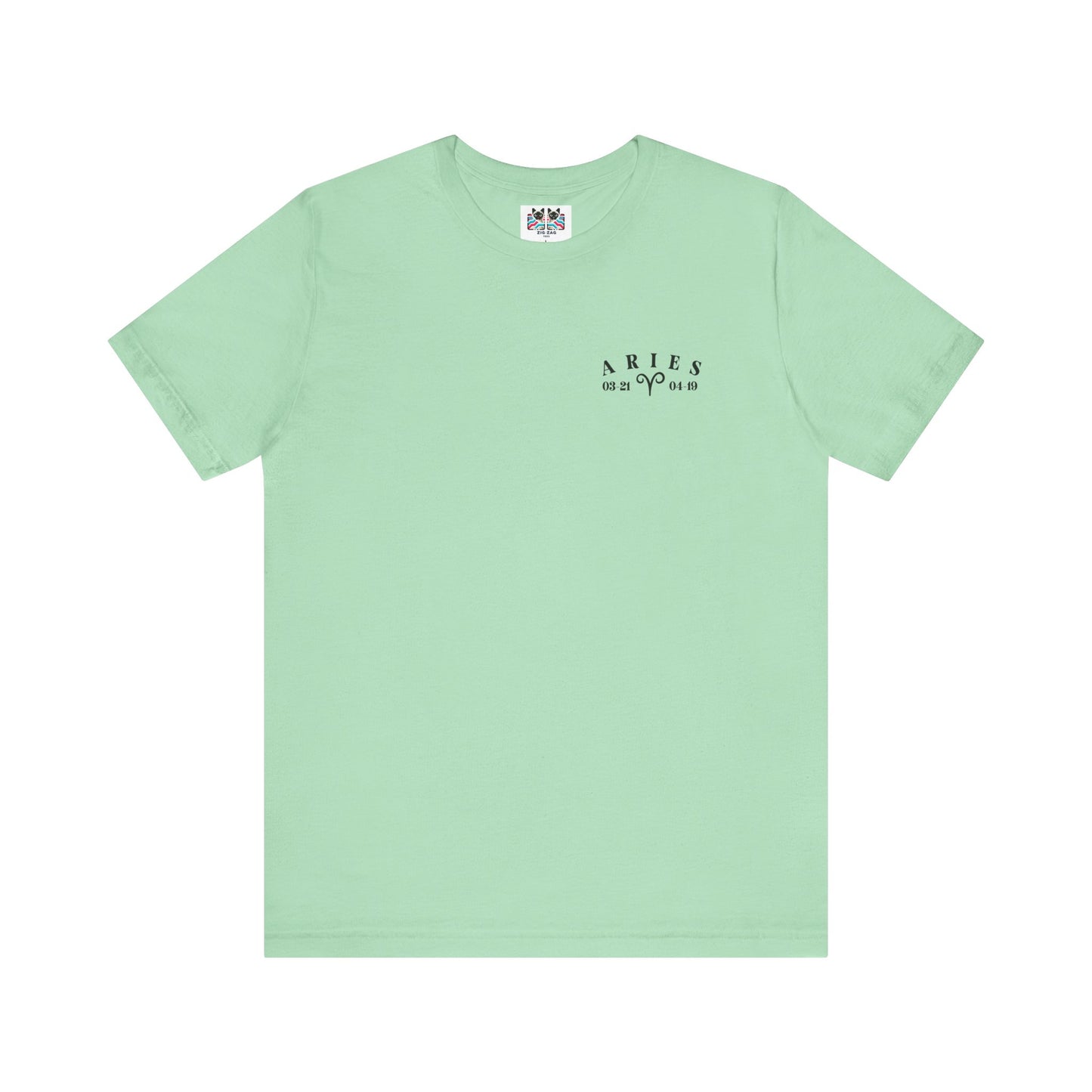 Aries Zodiac T-Shirt – Ram Head with Constellation and Floral Background
