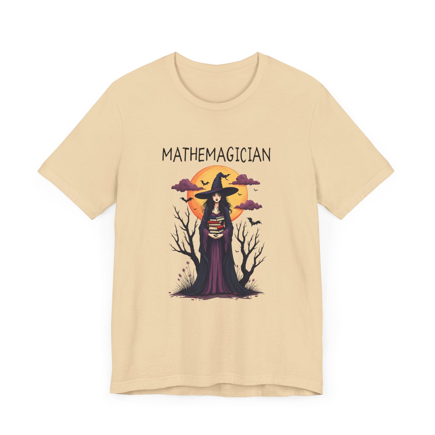Enchanted Math Magician Tee – Witch with Books and Bats
