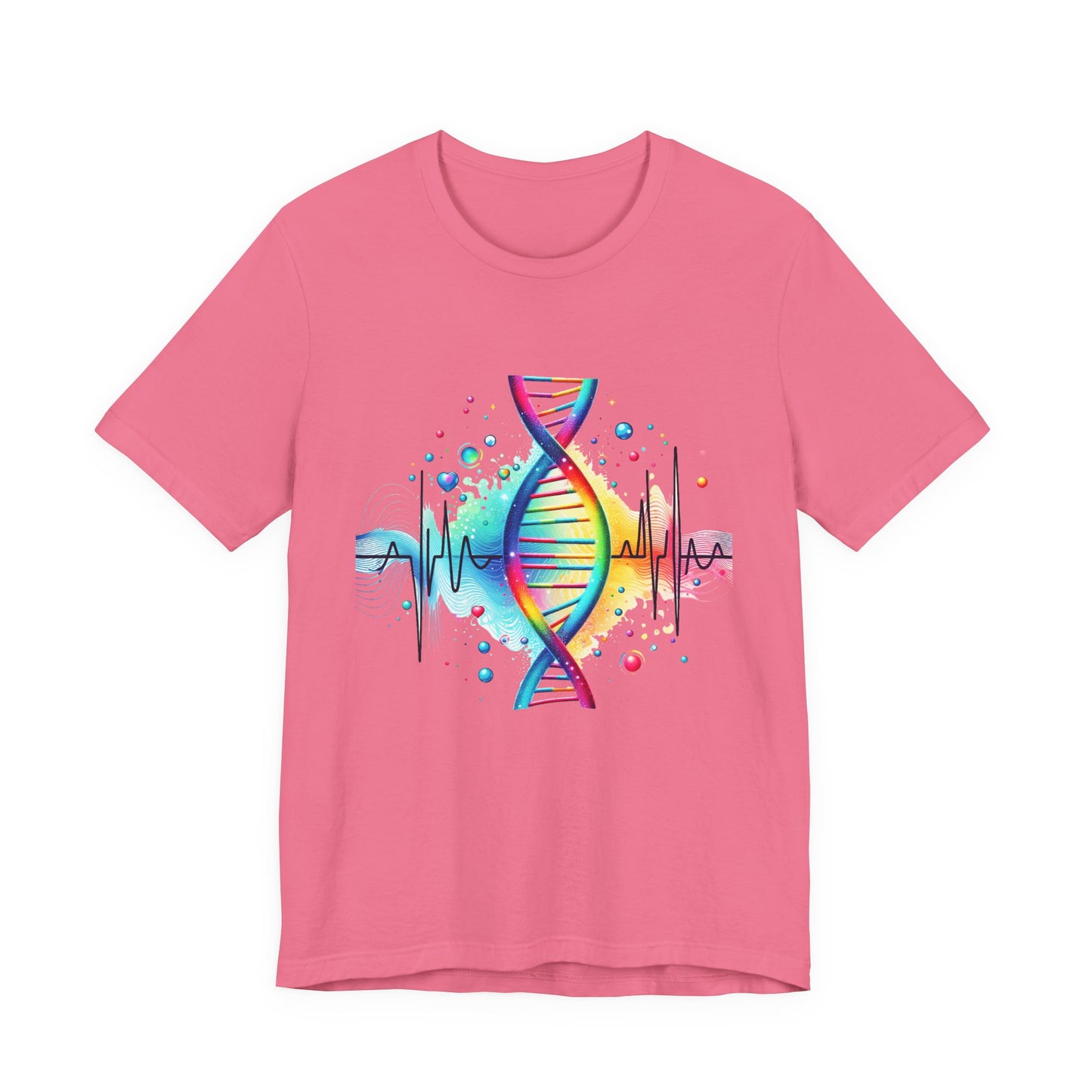 Life in Color – Vibrant DNA Helix with Medical Lifeline Graphic T-Shirt