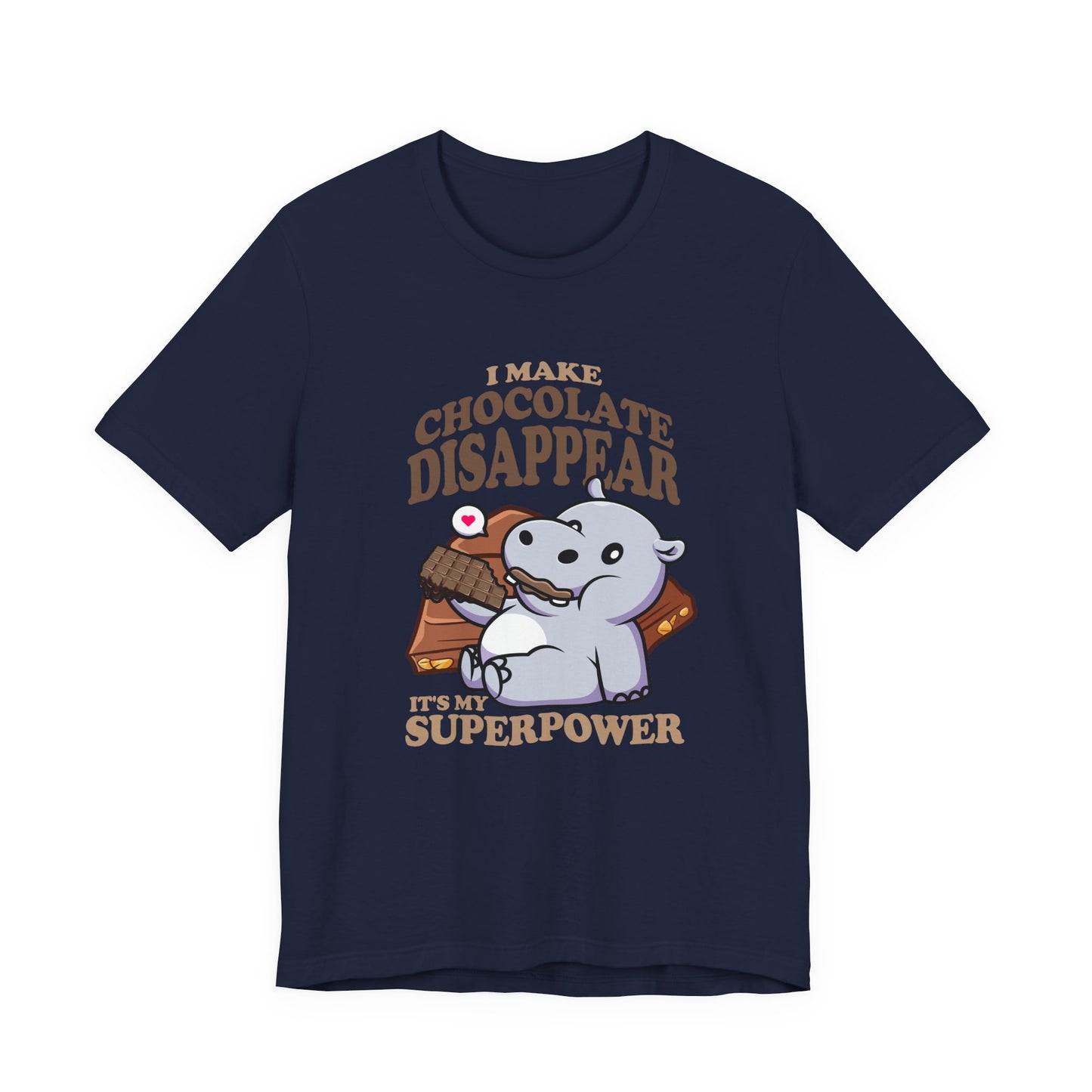 I Make Chocolate Disappear T-Shirt – Adorable Baby Rhino With Chocolate Funny Super Power Graphic Tee