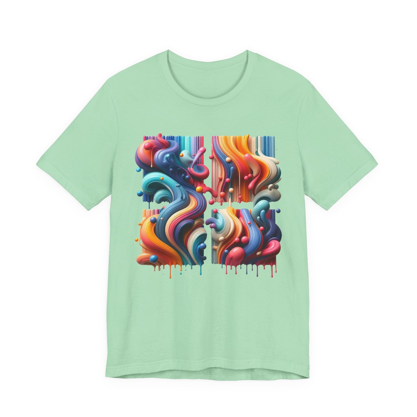 Drip Fusion Squares – Colorful Abstract Drip Art T-Shirt