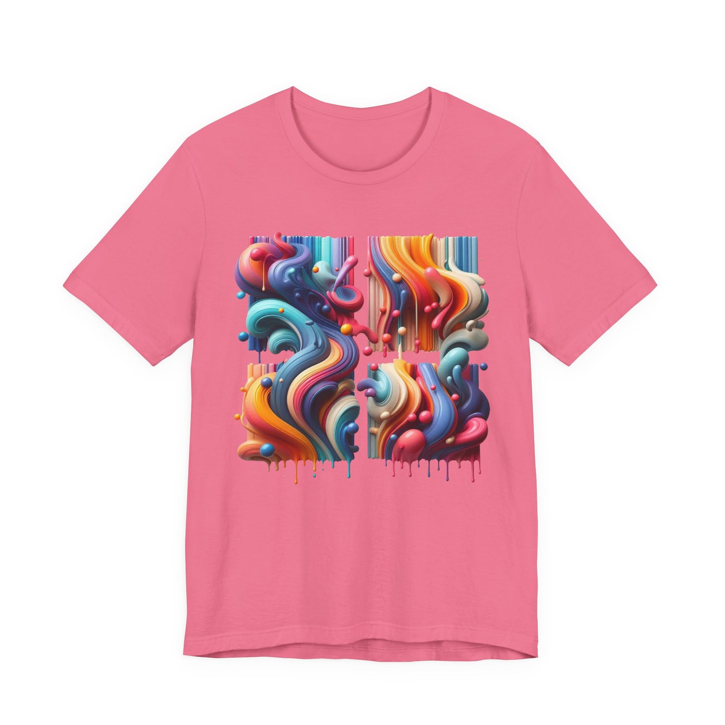 Drip Fusion Squares – Colorful Abstract Drip Art T-Shirt