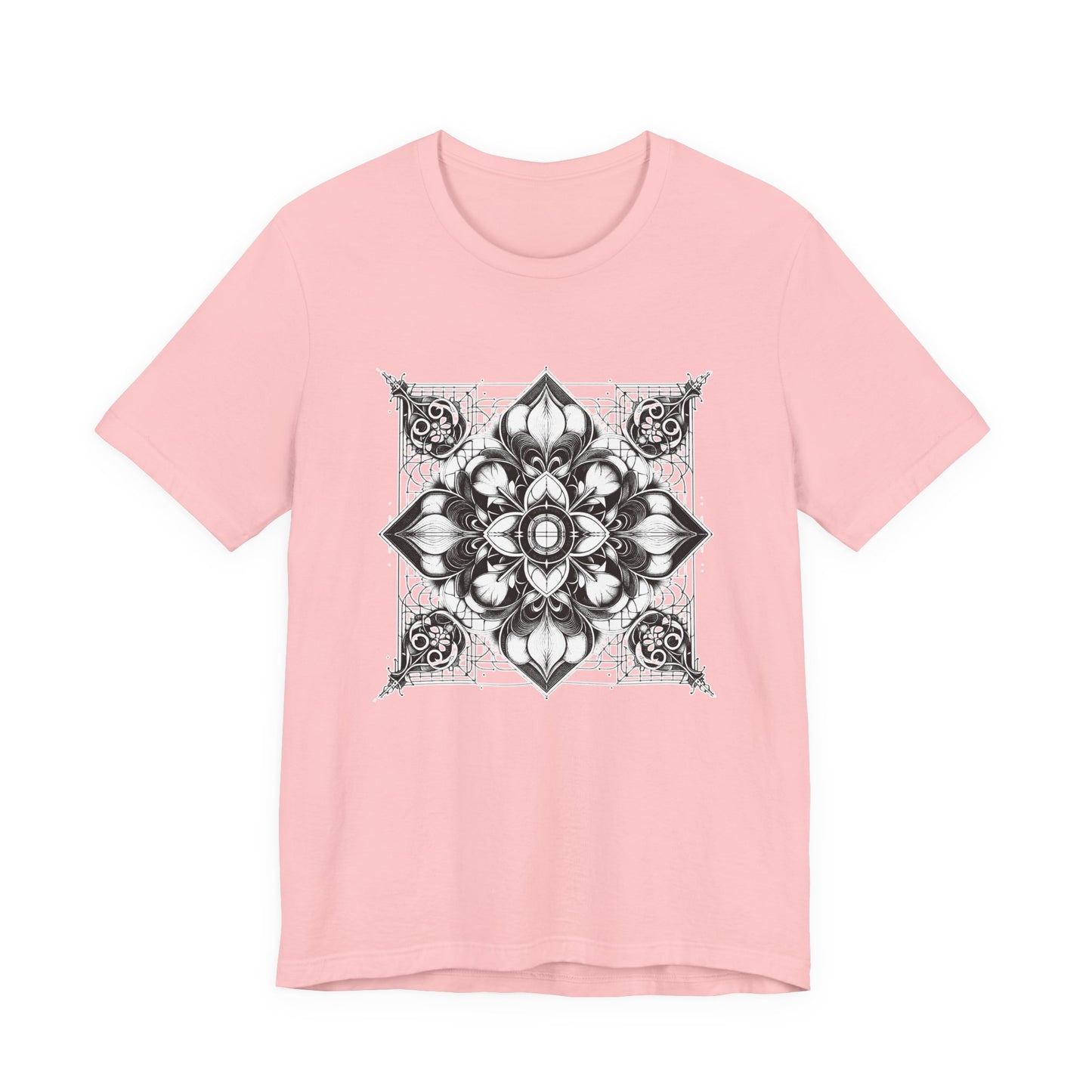 Monochrome Symmetry – Minimalist Geometric Pattern Graphic T-Shirt