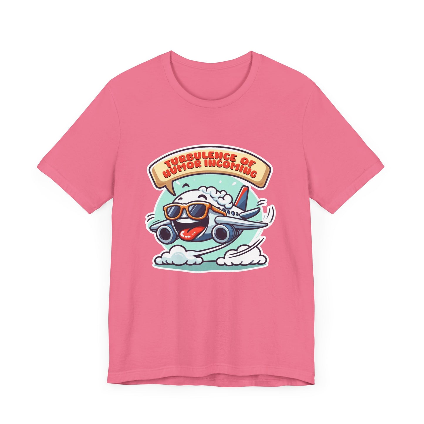 Turbulence of Humor Coming | Flight Landing with Smiling Face & Sunglasses Graphic T-Shirt