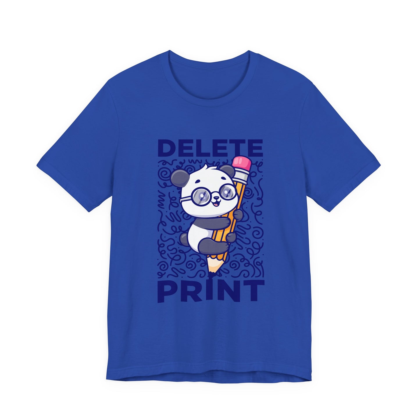 Delete Print T-Shirt – Cute Puppy Hugging Giant Pencil Graphic Tee