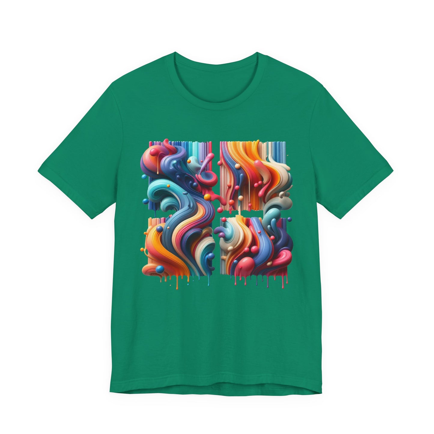 Drip Fusion Squares – Colorful Abstract Drip Art T-Shirt