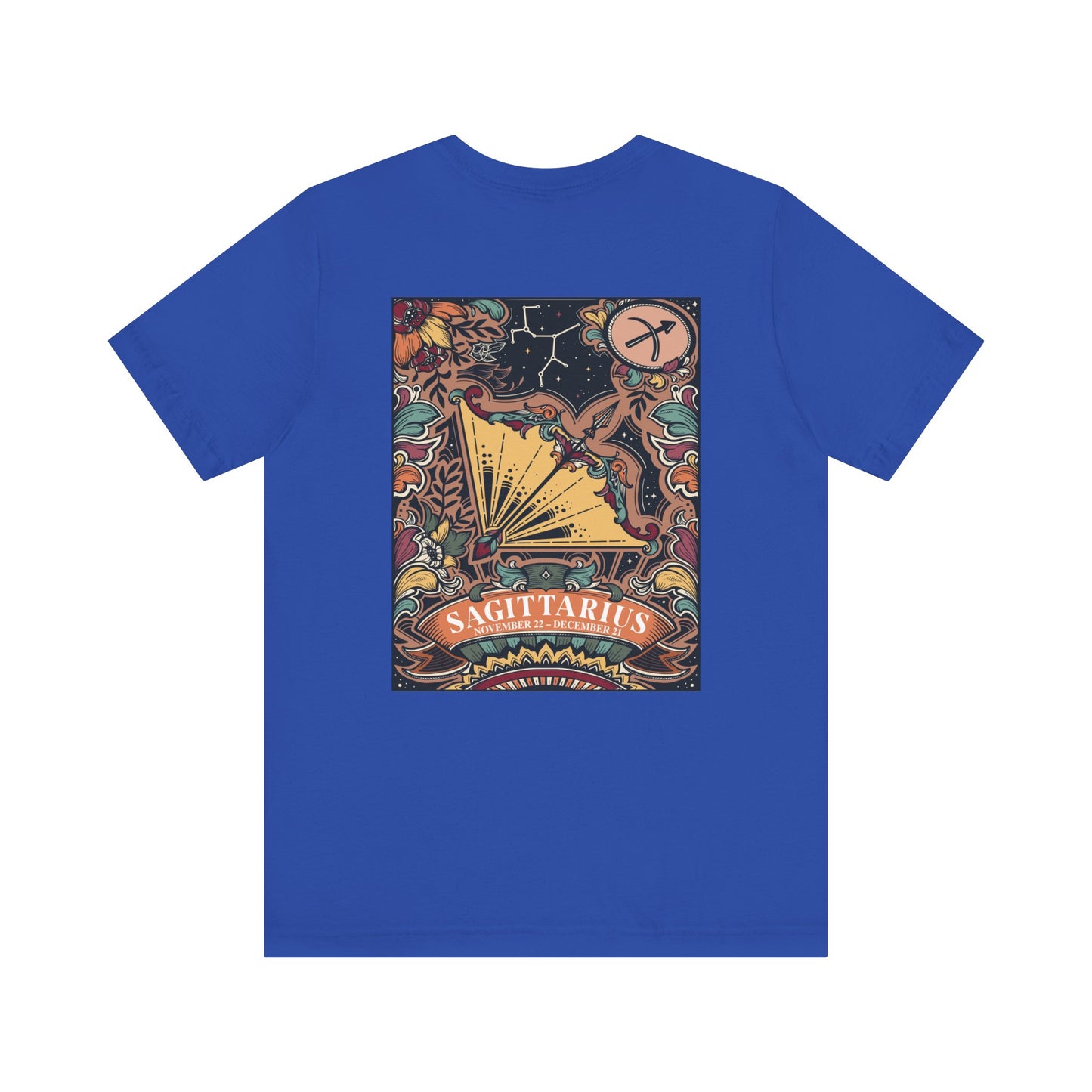 Sagittarius Zodiac T-Shirt – Constellation and Abstract Floral Design