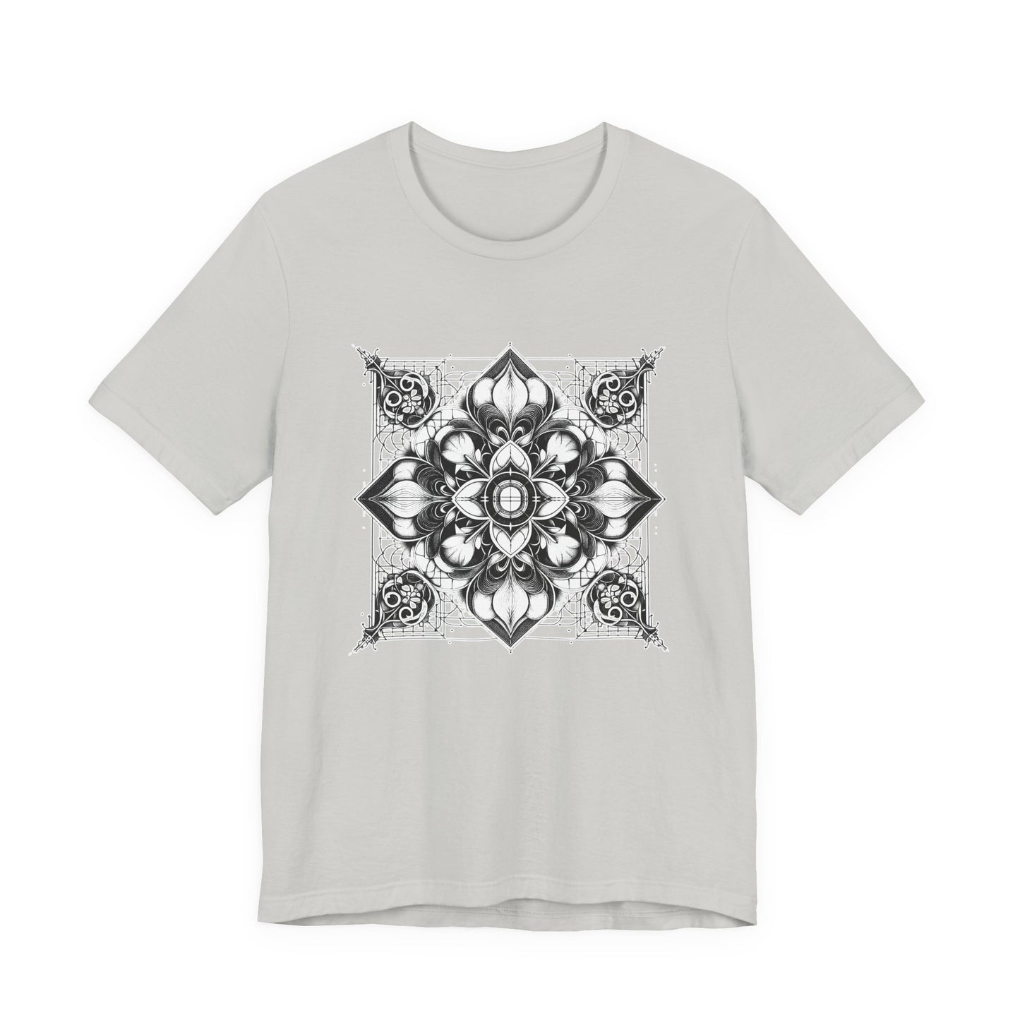 Monochrome Symmetry – Minimalist Geometric Pattern Graphic T-Shirt