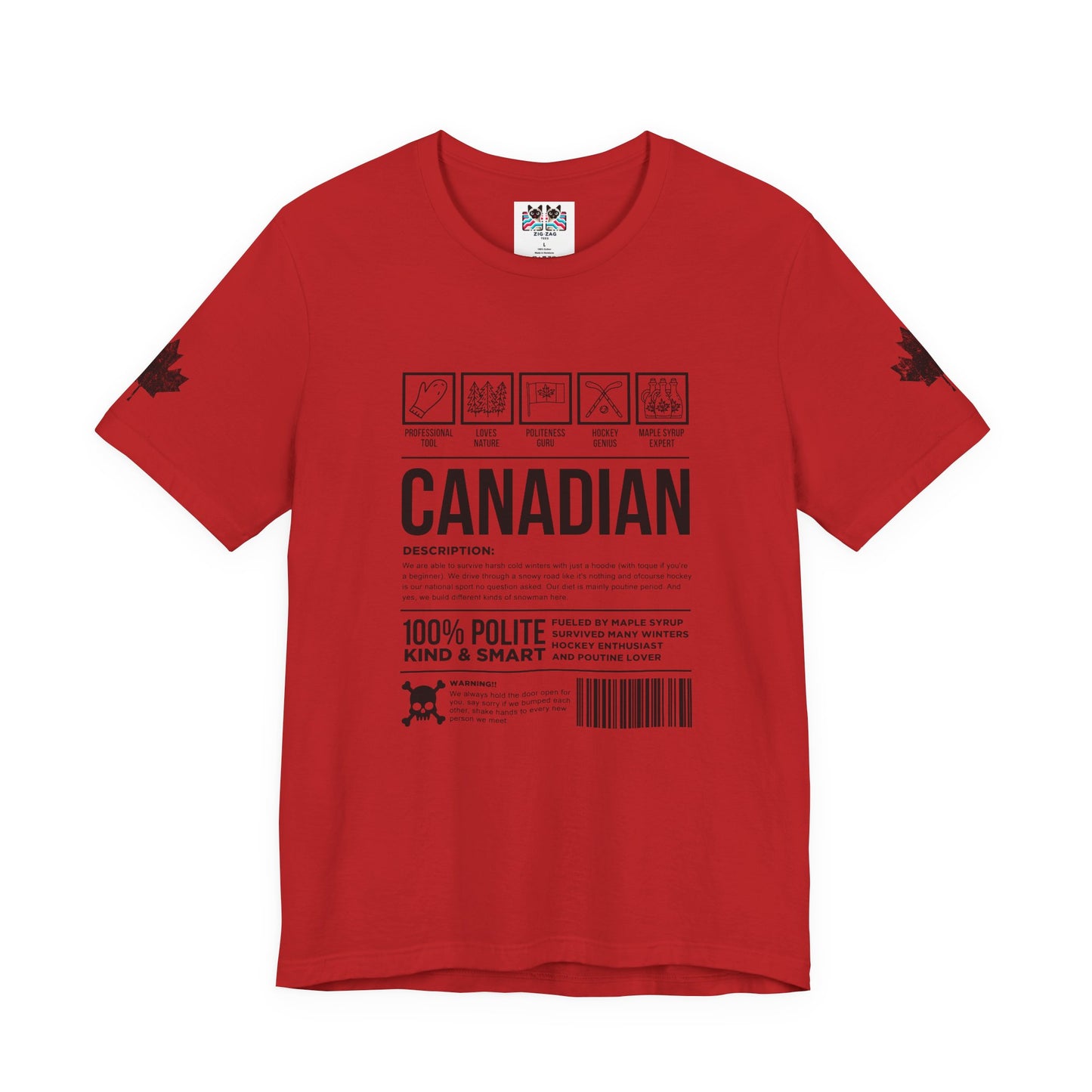 Canadian Traits Nutrition Facts - Black Print T-Shirt