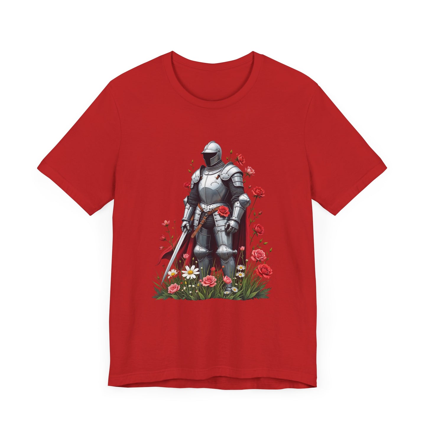 Medieval Knight and Roses Graphic Shirt – Strength and Beauty