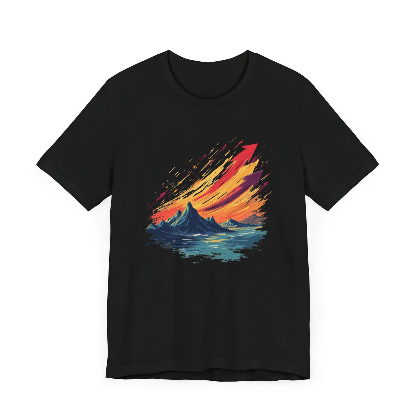 Mountain Sunset Arrows – Vibrant Sky with Upward Arrow Shapes Graphic T-Shirt