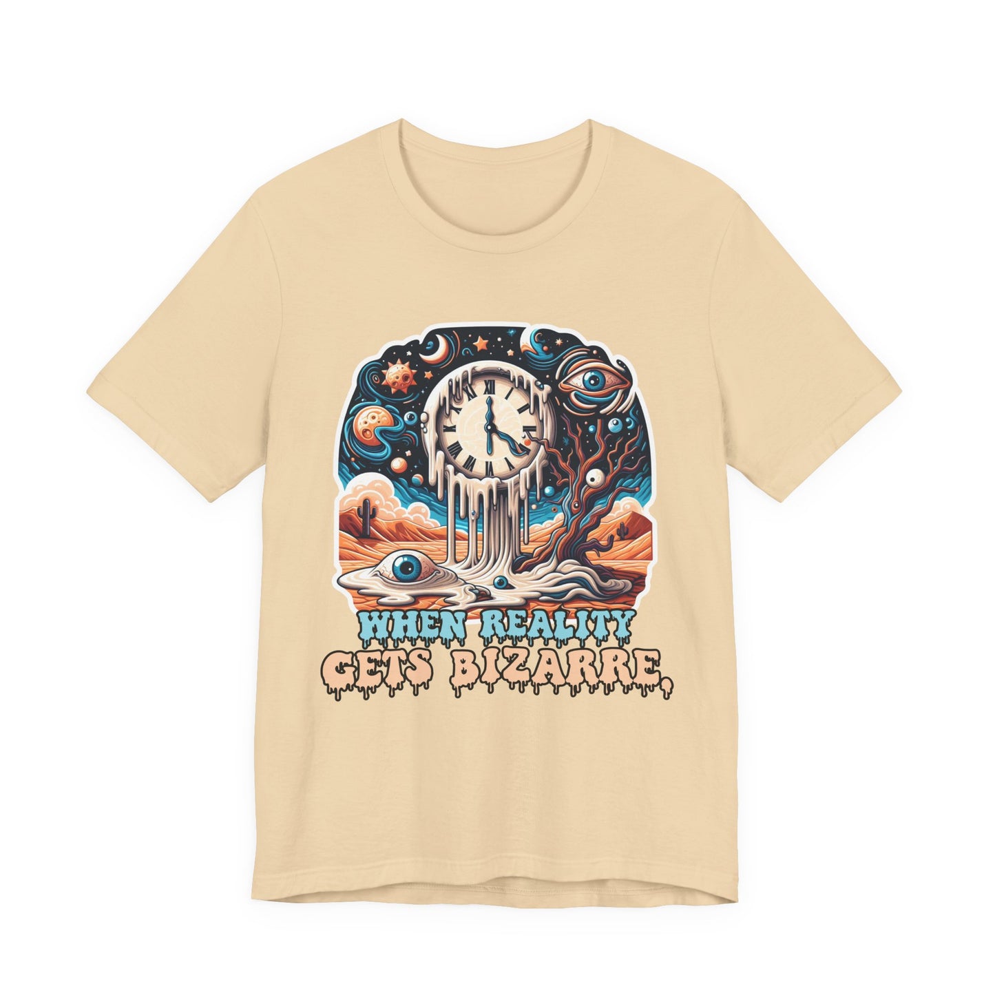 When Reality Becomes Bizarre Tshirt – Surreal Melting Sky, Clocks, and Desert Landscape