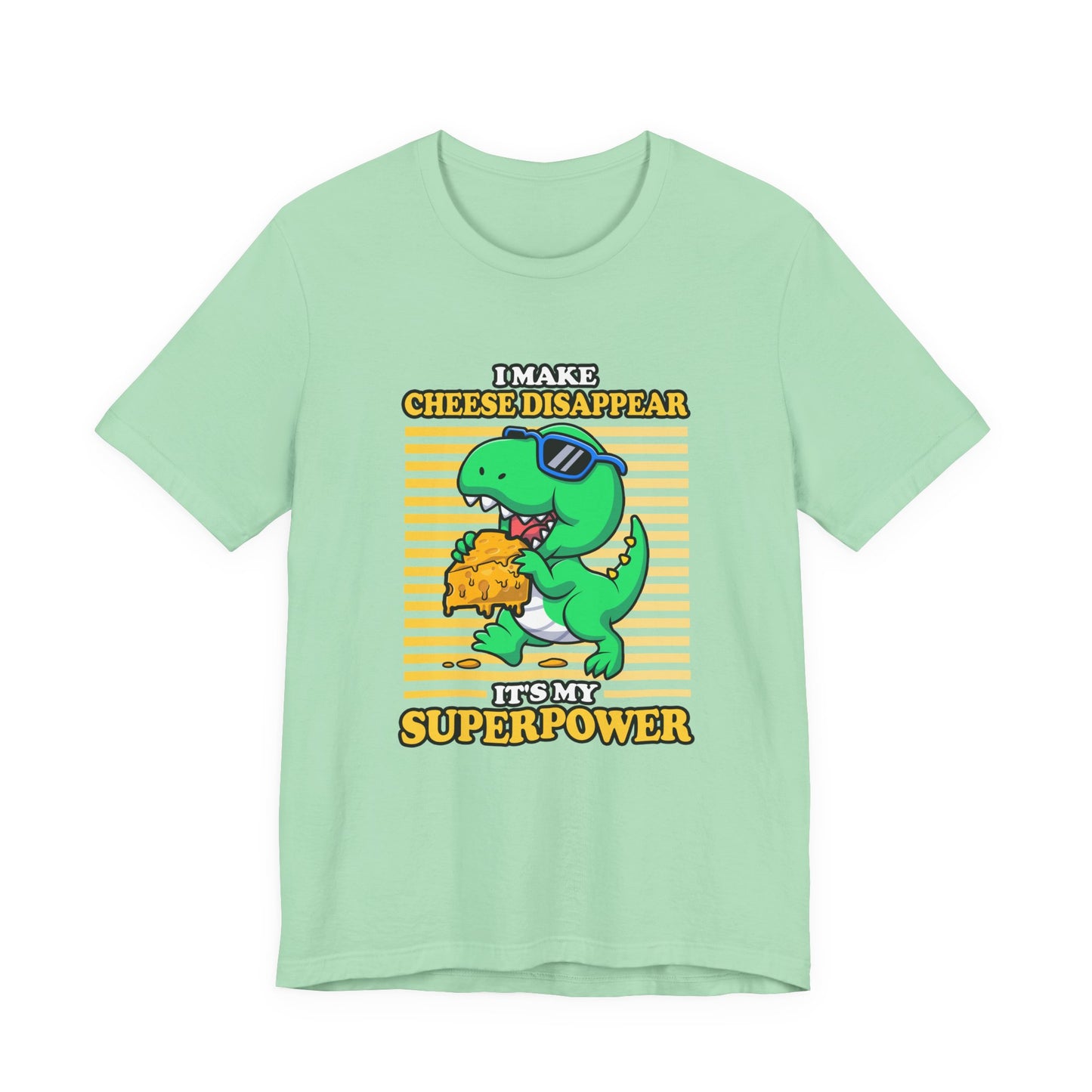 I Make Cheese Disappear T-Shirt – Cool Dinosaur With Sunglasses Running Away Humor Graphic Tee
