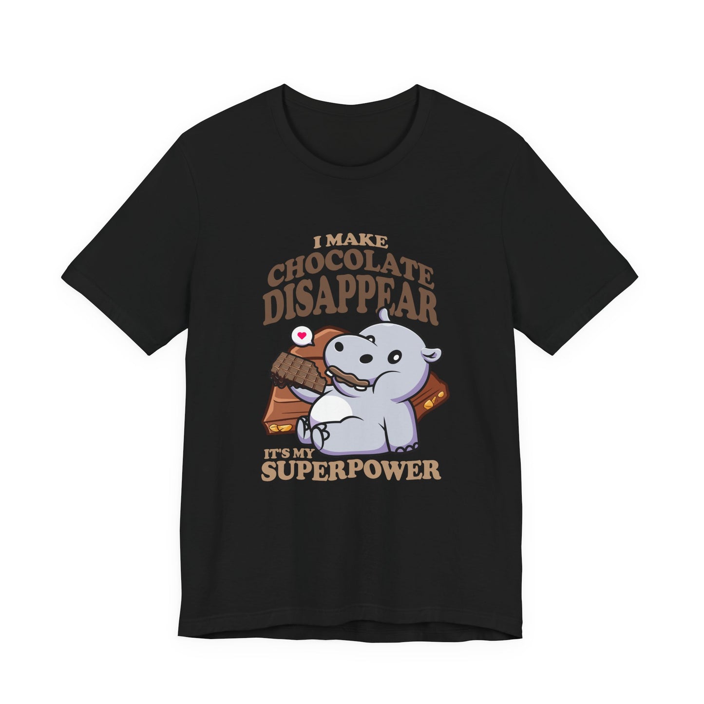 I Make Chocolate Disappear T-Shirt – Adorable Baby Rhino With Chocolate Funny Super Power Graphic Tee