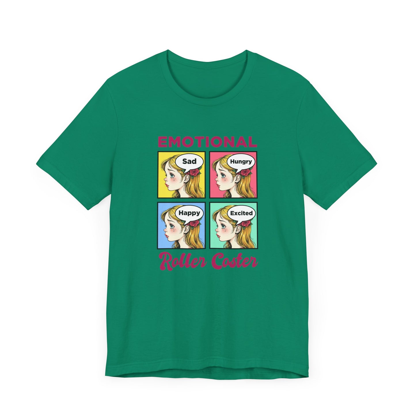 Emotional Roller Coaster – Four Faces, One Journey Graphic T-Shirt