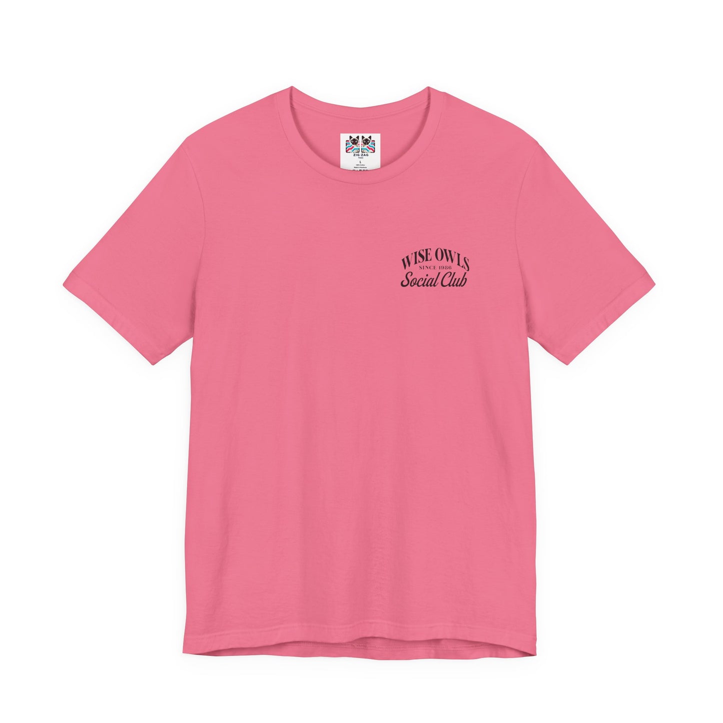 Wise Owl Social Club T-Shirt – Calm Owl on Branch with Empowering Text