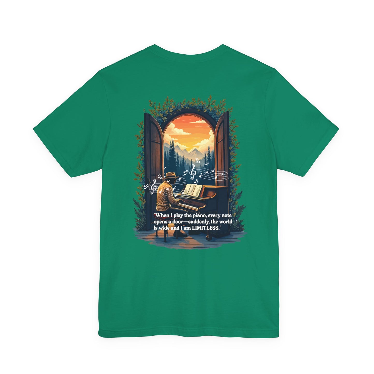 Limitless T-Shirt – Inspirational Piano and Nature Doorway Design