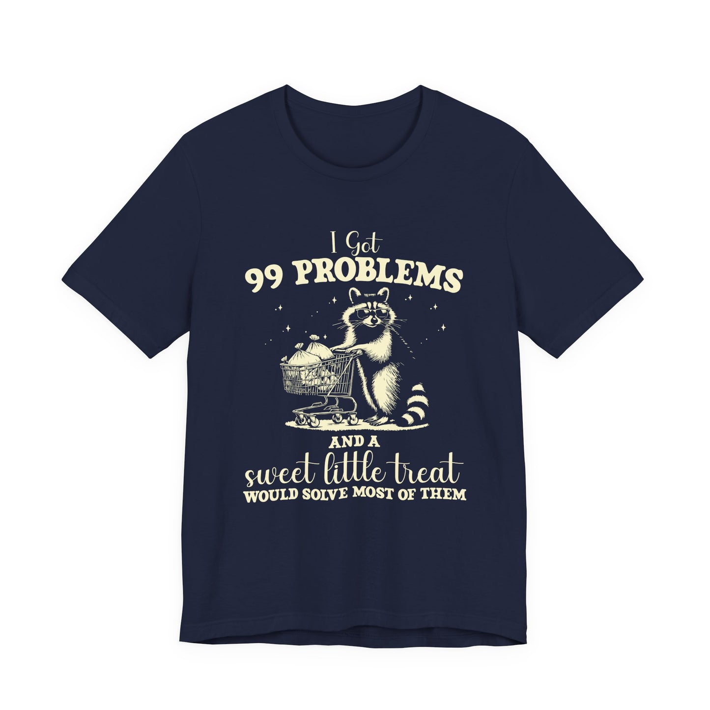 Raccoon with Sunglasses T-Shirt – Funny Shopping Cart & Cash Bags Graphic Tee