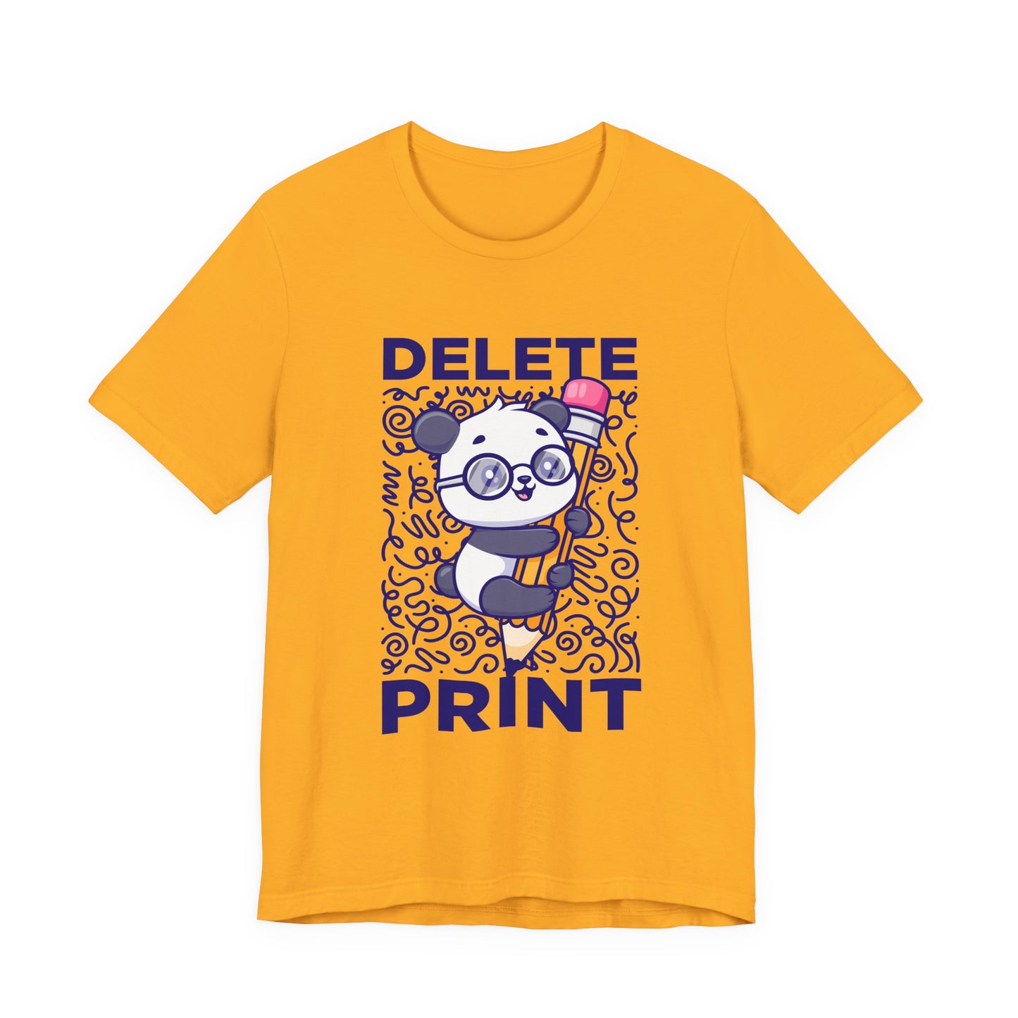 Delete Print T-Shirt – Cute Puppy Hugging Giant Pencil Graphic Tee
