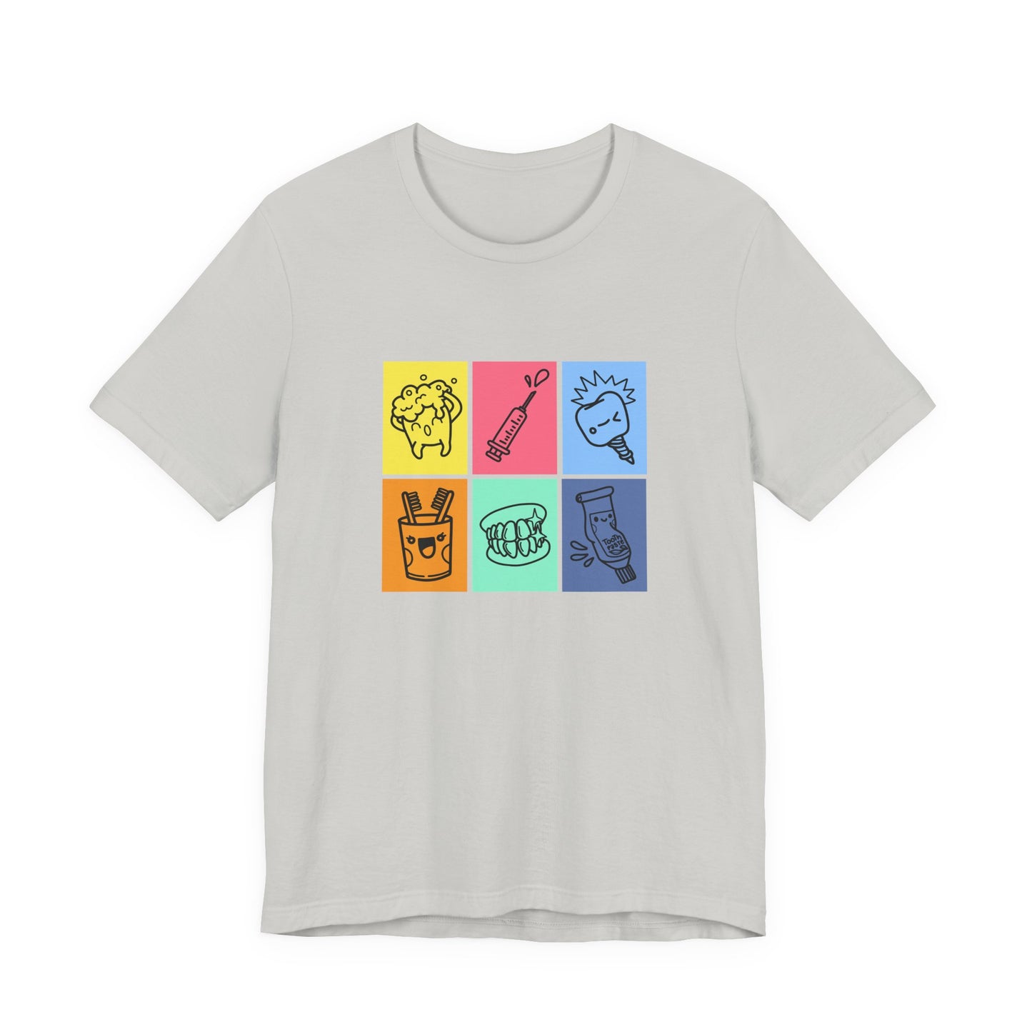 Colorful Dental Fun T Shirt Six Box Tooth Bath Syringe Implant Smile Toothpaste