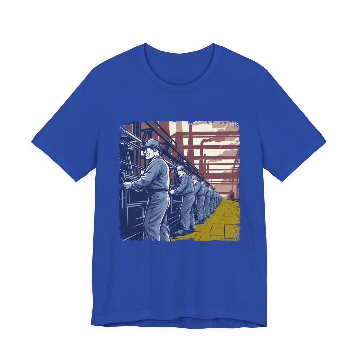 Factory Life, 1800s Edition Tshirt – Assembly Line Workers and Historic Factory Scene