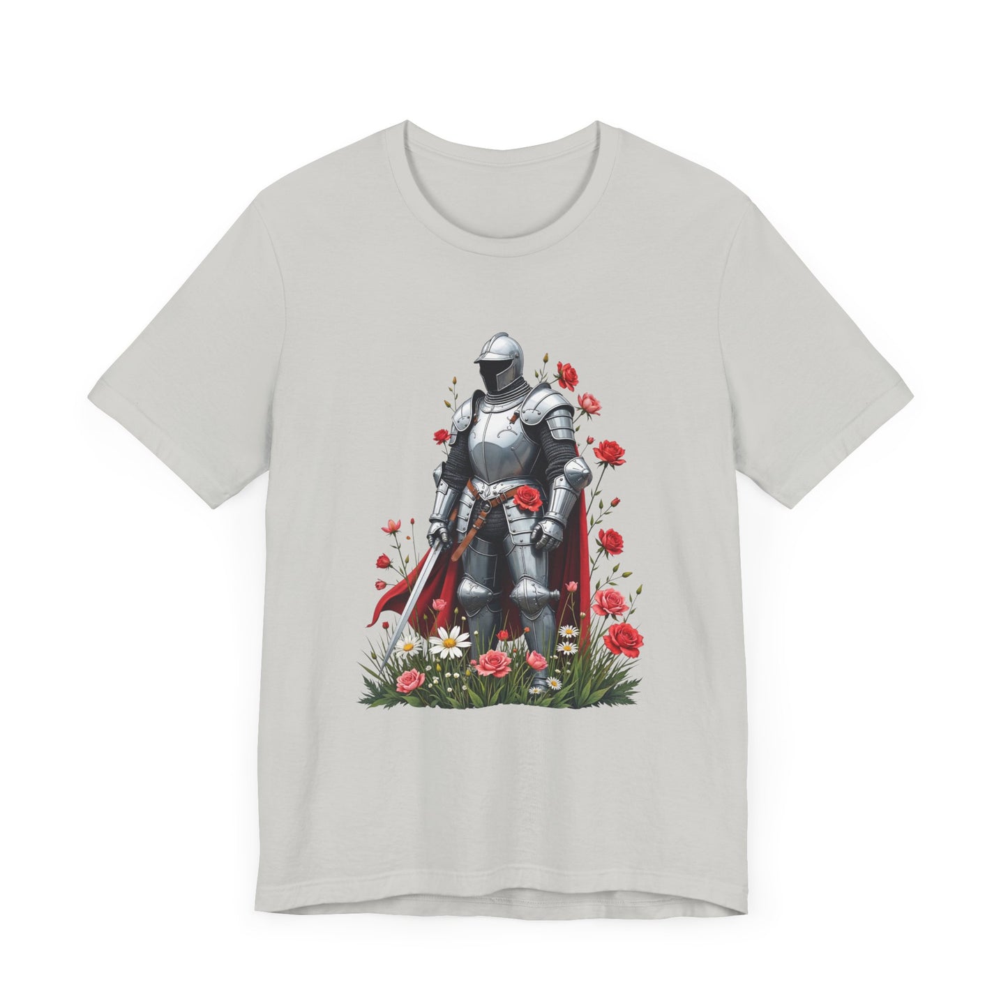 Medieval Knight and Roses Graphic Shirt – Strength and Beauty