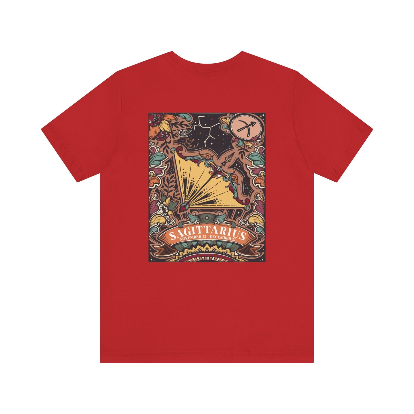 Sagittarius Zodiac T-Shirt – Constellation and Abstract Floral Design