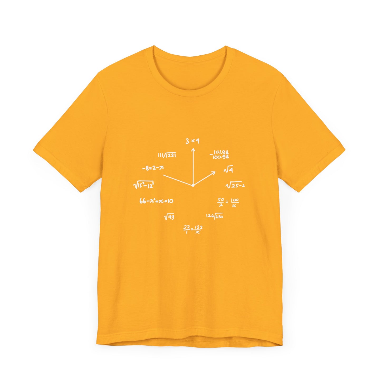 Math Clock T-Shirt – Funny Equations as Clock Numbers Graphic Tee