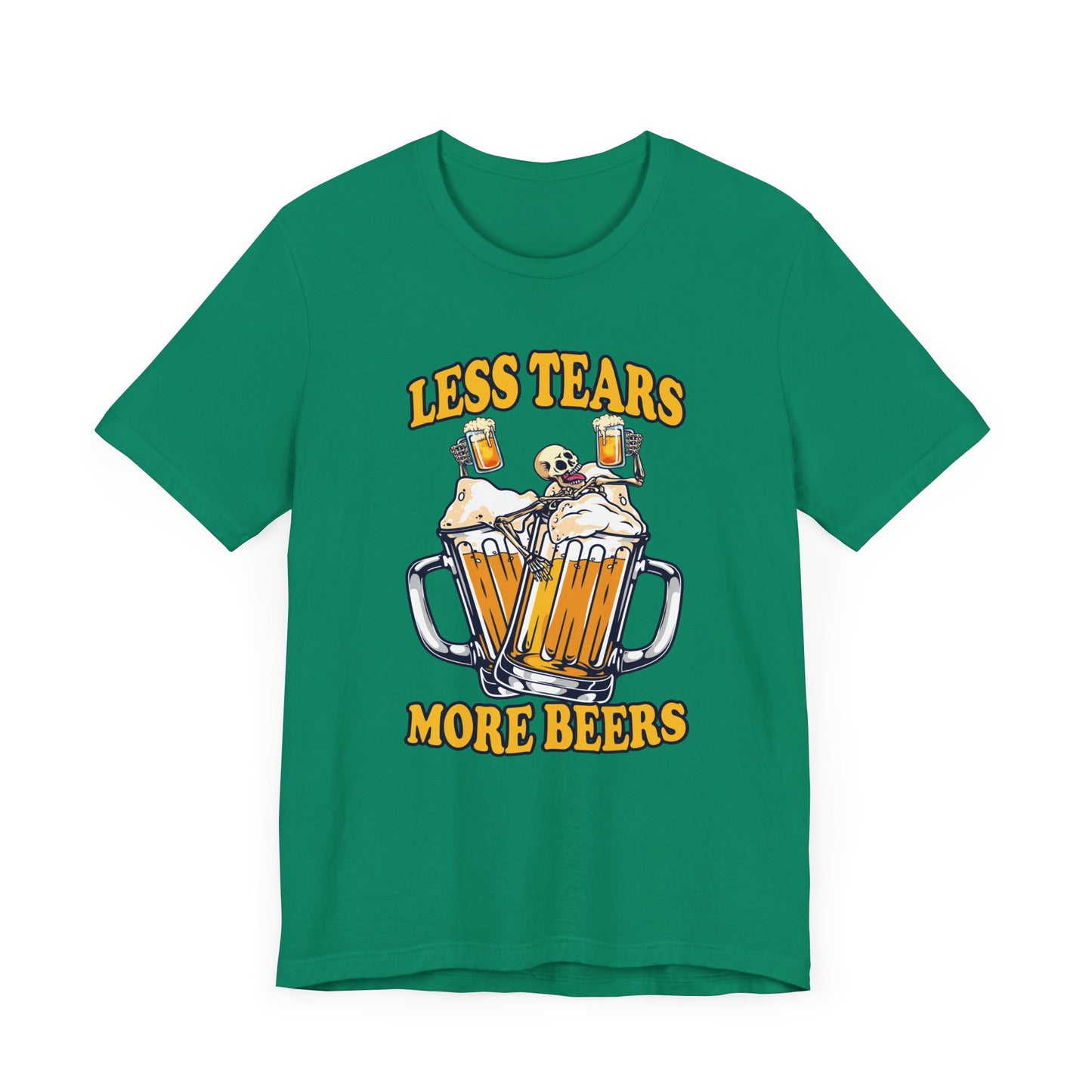 Less Tears More Beers Tee, Beer Lover Humor Shirt, Pub Life Graphic Tee, Funny Alcohol Mood Top, Chill and Cheer Gift