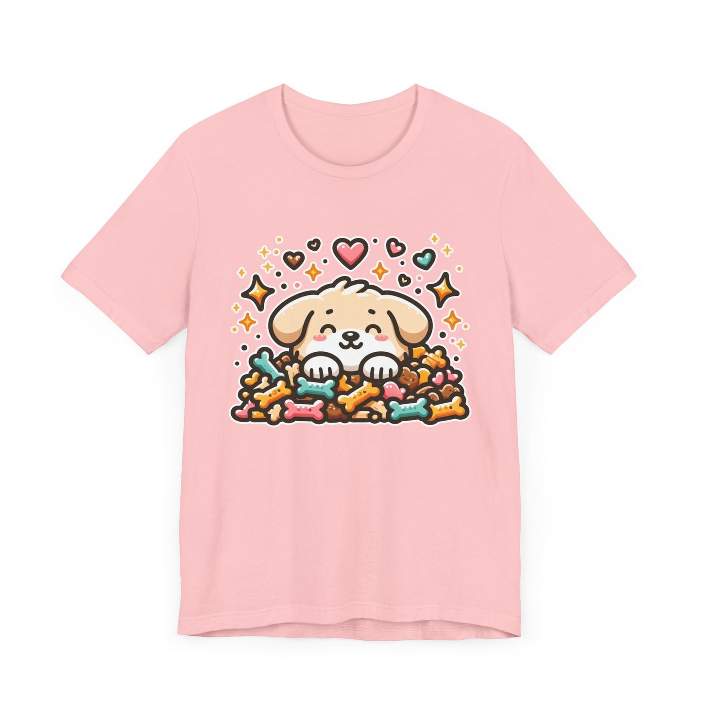 Puppy Face & Paw on a Pile of Treats | Stars & Hearts Reaction Graphic T-Shirt