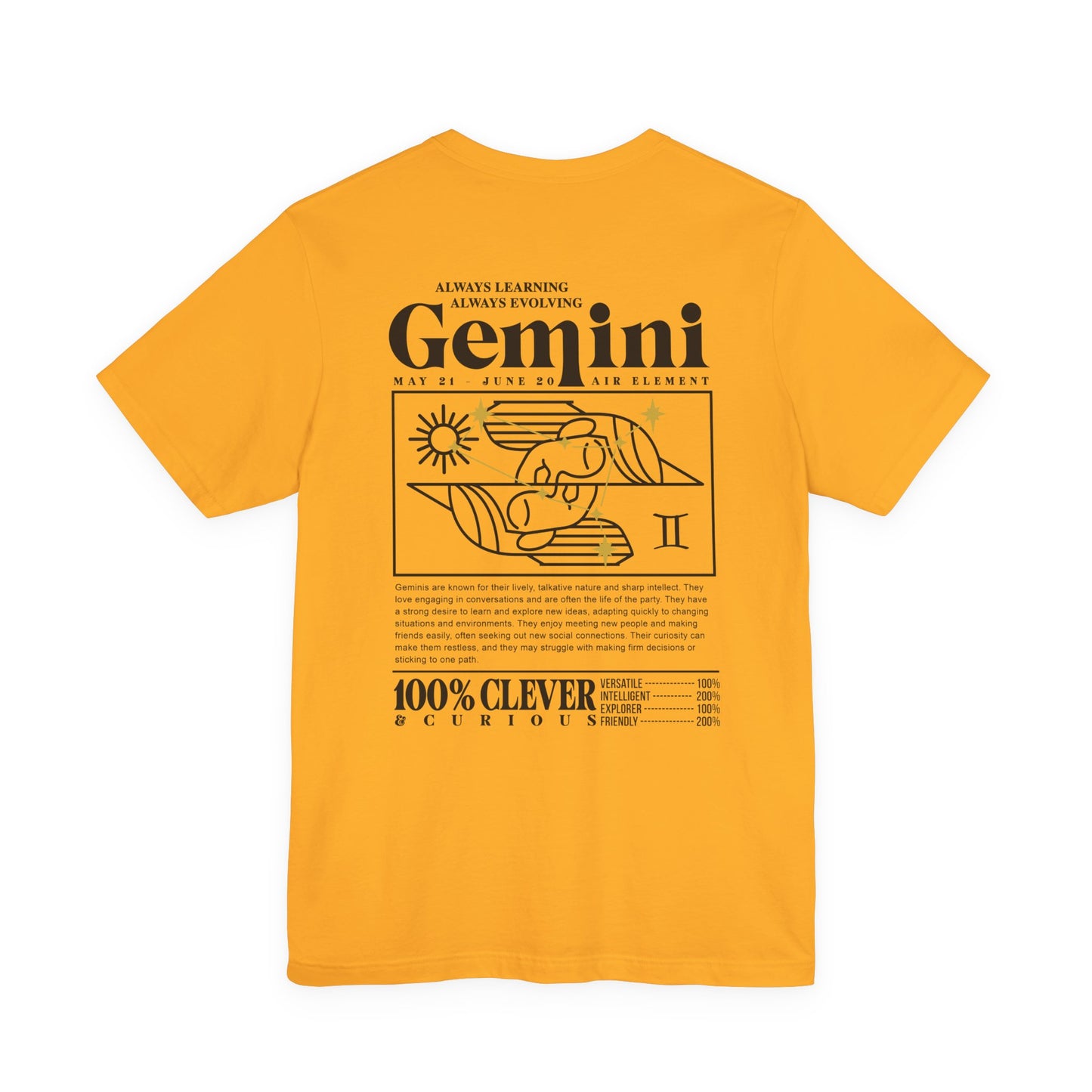 Gemini Zodiac T-Shirt – Clever and Curious Air Sign Graphic