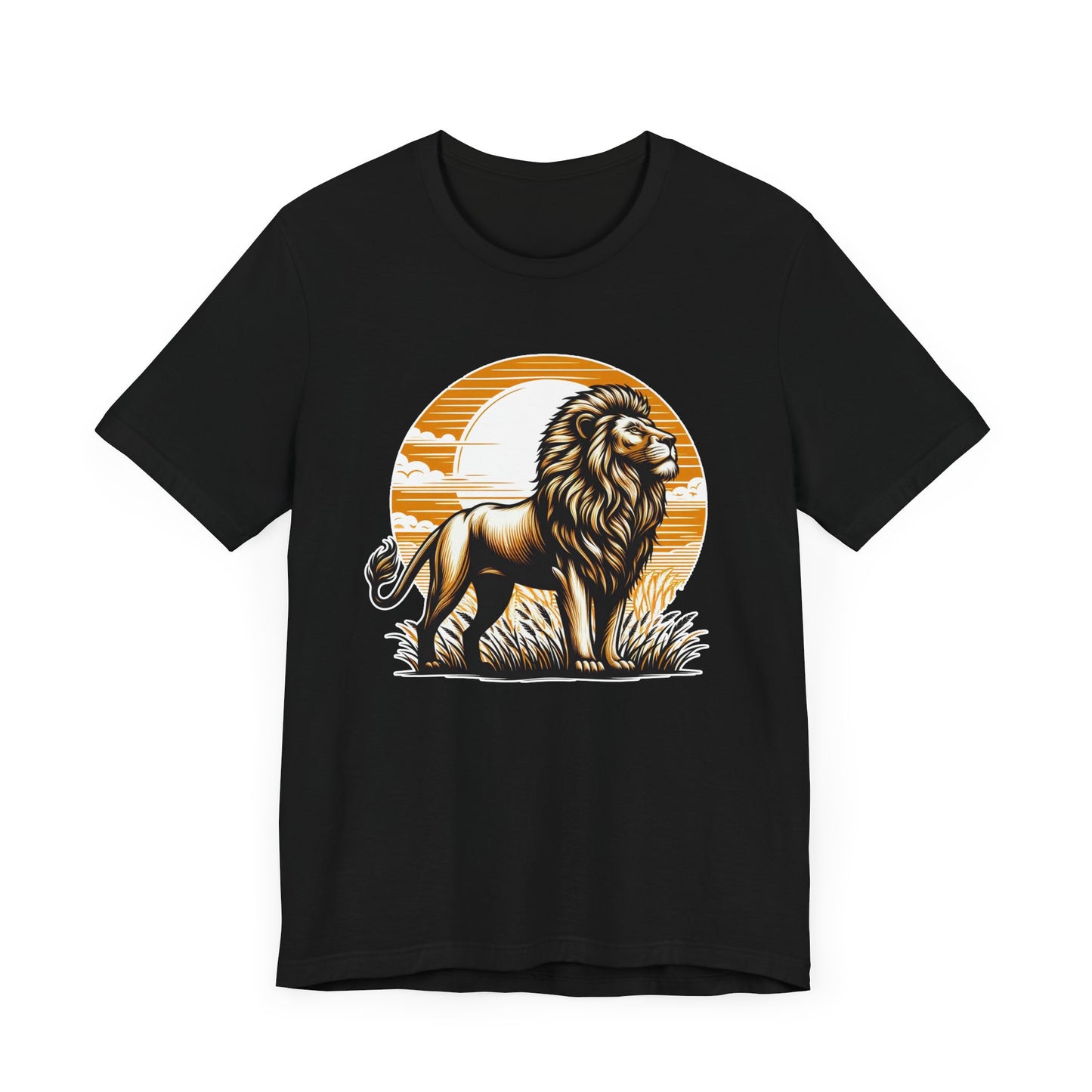 King of the Wild Majestic Male Lion Watching Territory with Sunrise Graphic T-Shirt