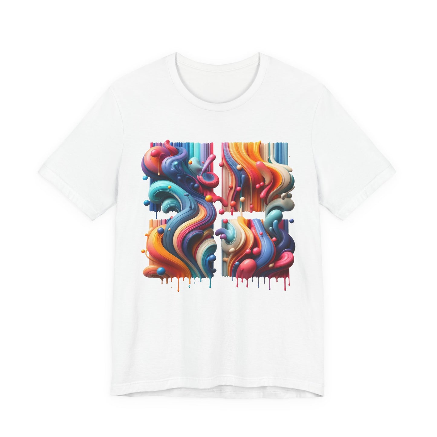 Drip Fusion Squares – Colorful Abstract Drip Art T-Shirt