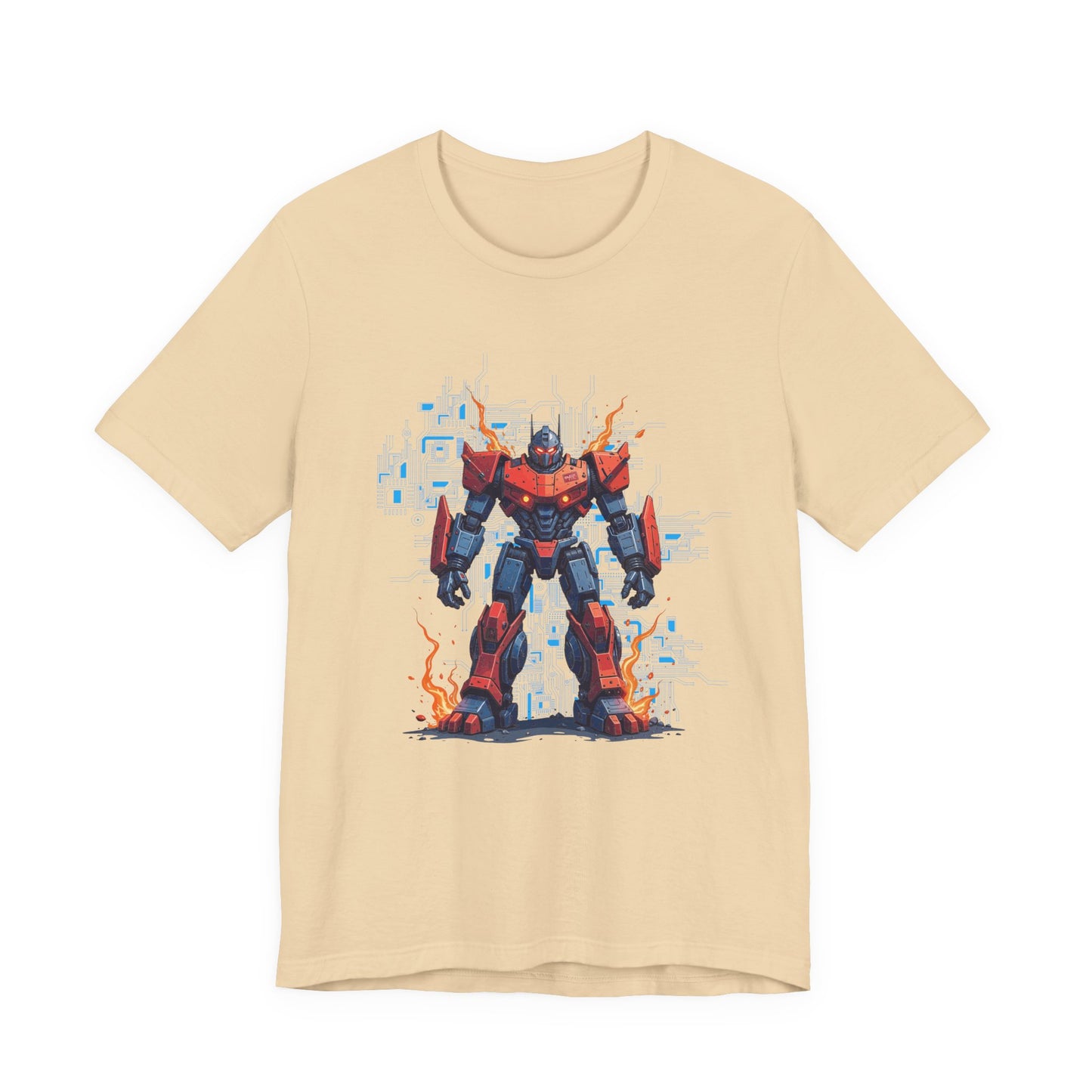 Ready for Anything – Robot Transformer on Fiery Ground Graphic T-Shirt