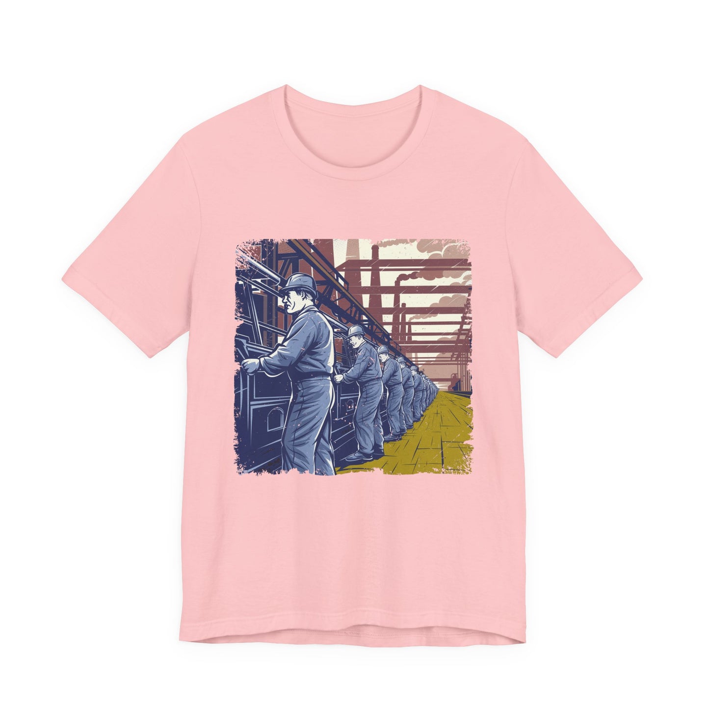 Factory Life, 1800s Edition Tshirt – Assembly Line Workers and Historic Factory Scene