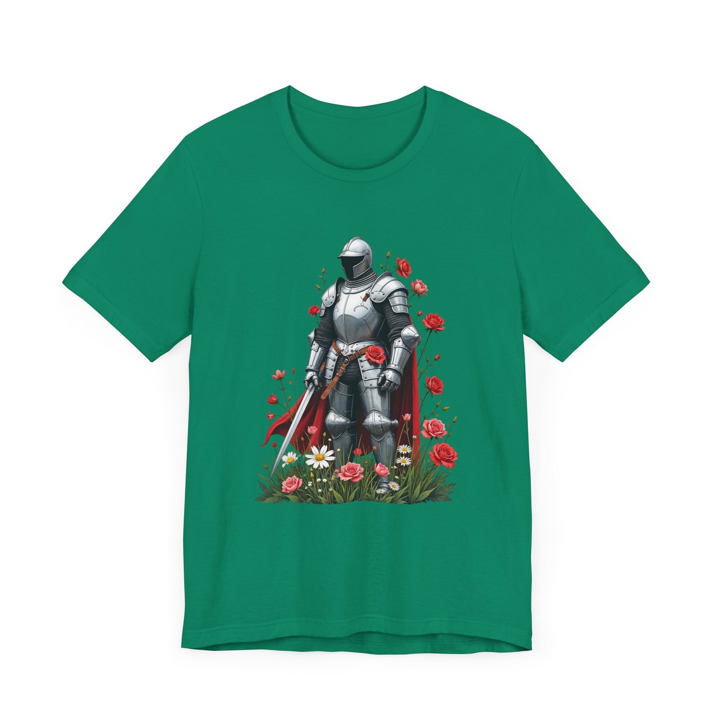 Medieval Knight and Roses Graphic Shirt – Strength and Beauty