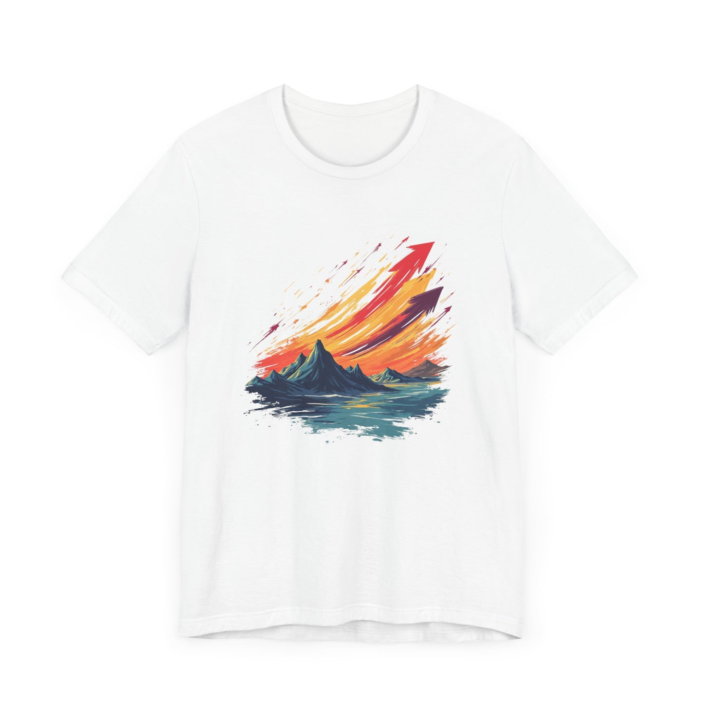 Mountain Sunset Arrows – Vibrant Sky with Upward Arrow Shapes Graphic T-Shirt
