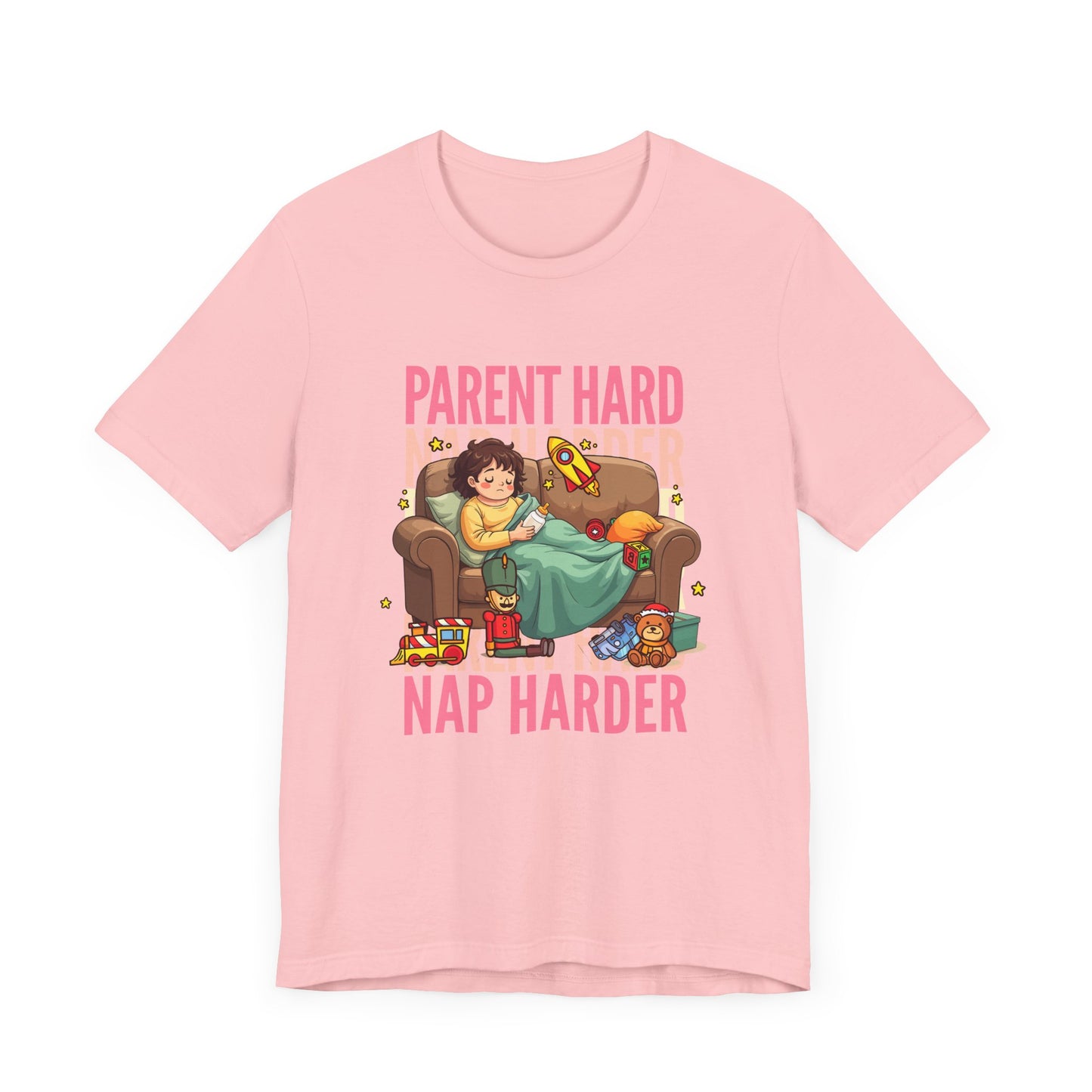 Parent Hard Nap Harder Tee, Funny Parenting Life Shirt, Tired Parent Graphic Tee, Sleepless Caregiver Top, Family Survival Gift