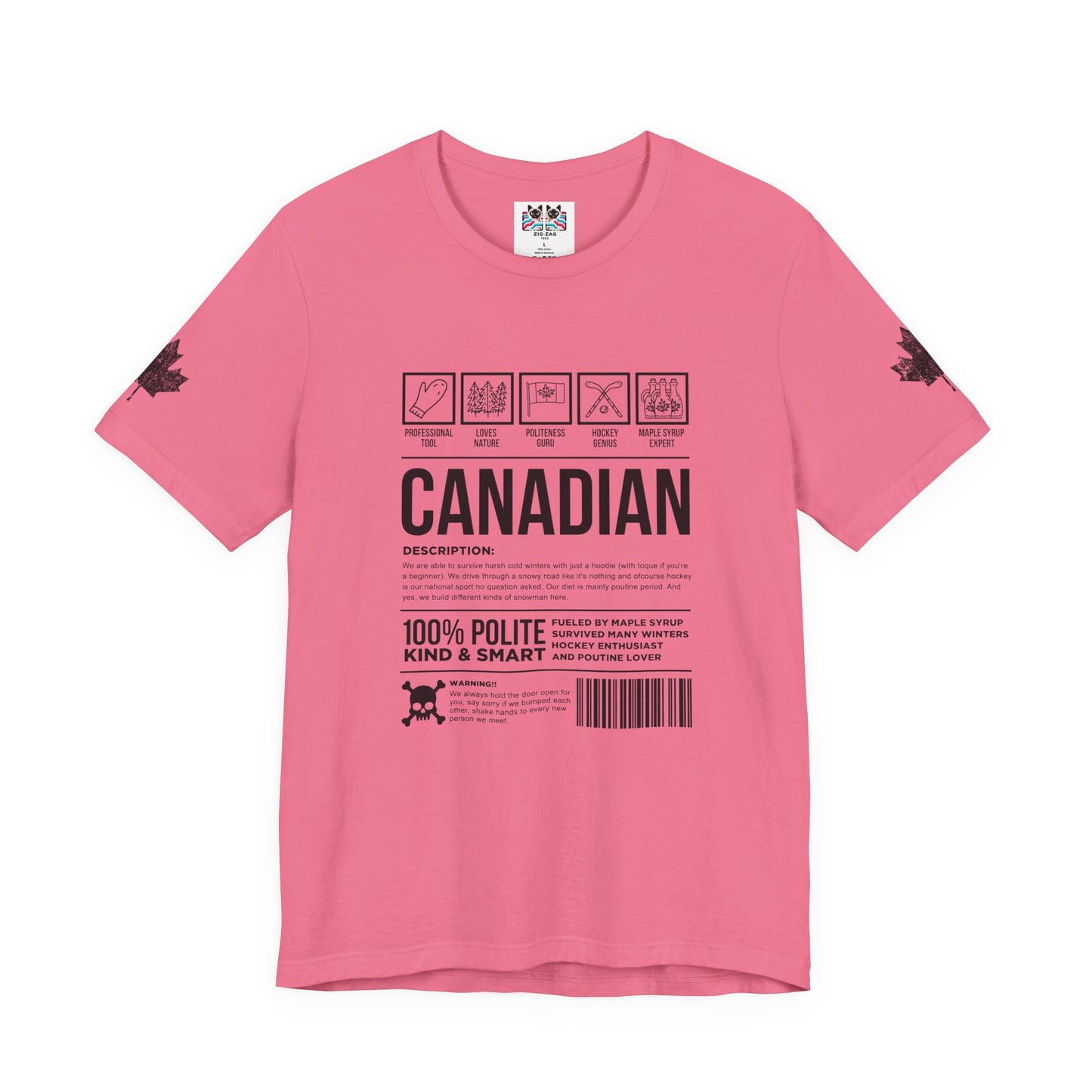 Canadian Traits Nutrition Facts - Black Print T-Shirt