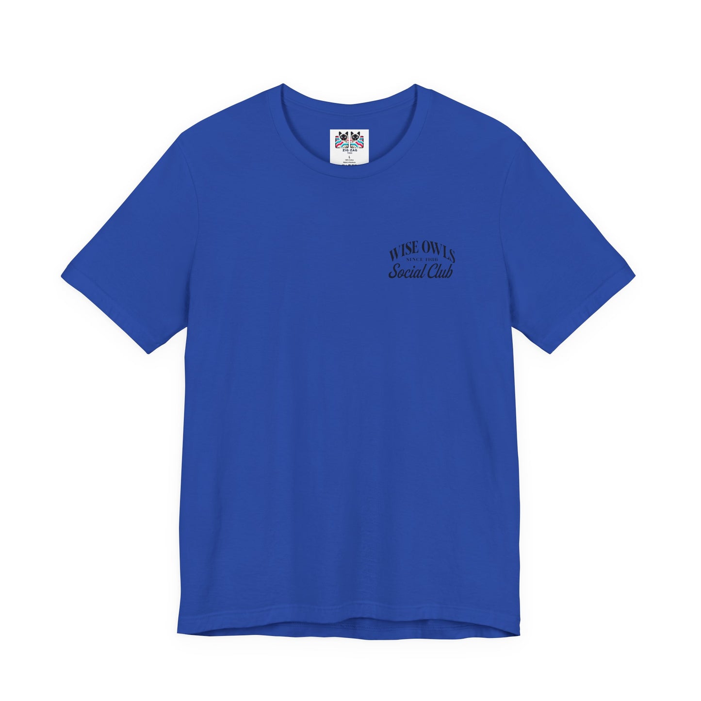 Wise Owl Social Club T-Shirt – Calm Owl on Branch with Empowering Text