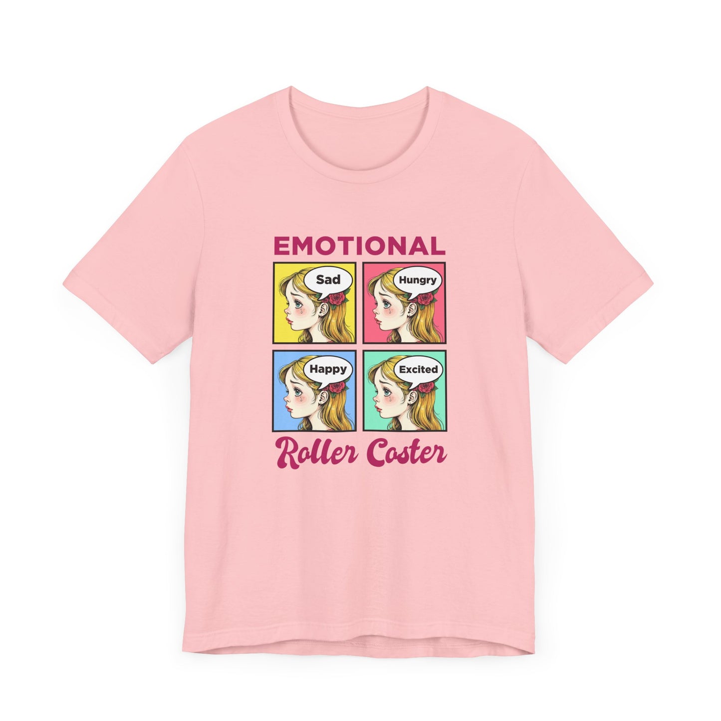 Emotional Roller Coaster – Four Faces, One Journey Graphic T-Shirt