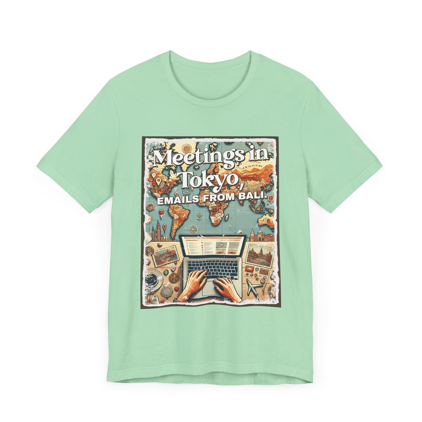 Remote Work Global Adventures Shirt V1, Digital Nomad Tee, Laptop Lifestyle T Shirt, Travel Lover Gift, Freelancer Work Apparel