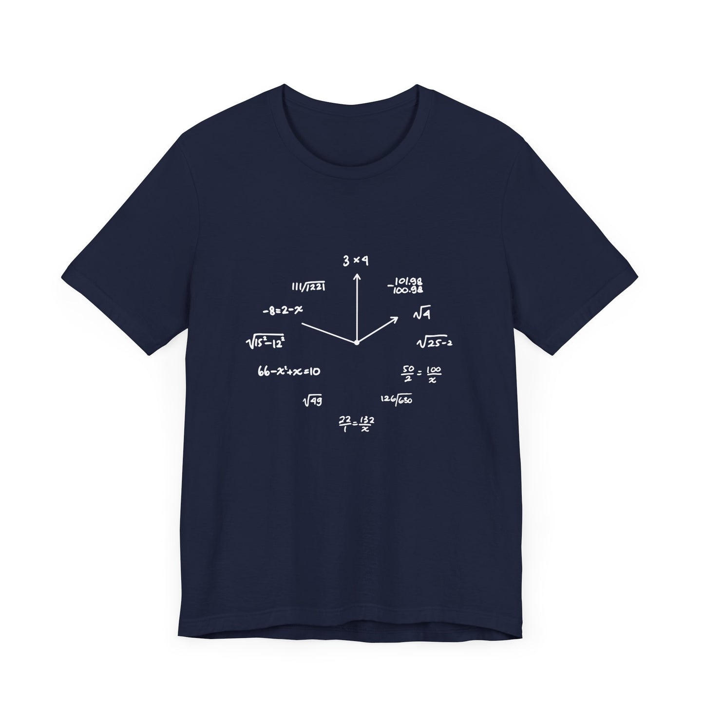 Math Clock T-Shirt – Funny Equations as Clock Numbers Graphic Tee