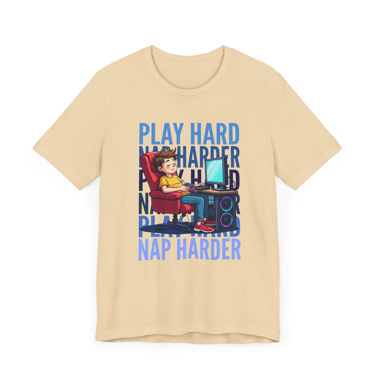 Play Hard Nap Harder Tee, Gamer Sleep Shirt, Funny Gaming Lifestyle Graphic, Controller Down Top, Sleepy Nerd Gift